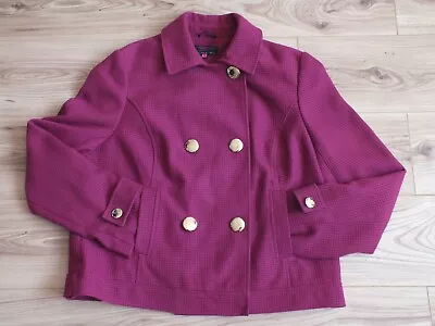 Buy New Look Pea Coat Double Breast Pink Magenta Autumn Winter Coat Jacket UK 18  • 24.99£