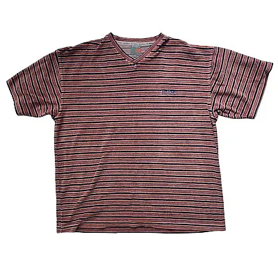 Buy Vintage Kickers T-Shirt Flannel Stripe V-Neck Blue/Orange Multicolour Size XL • 15.99£