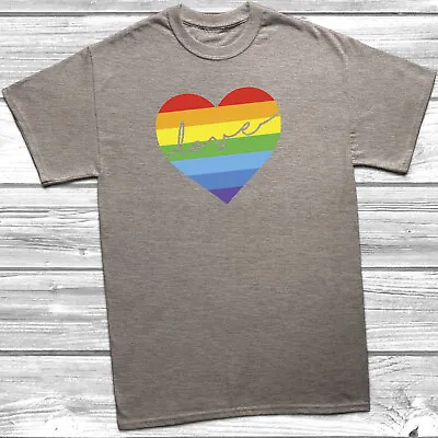 Buy Love Rainbow Heart T-Shirt Tee Top Womens Ladies Unisex LGBT Pride • 9.95£