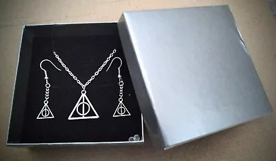Buy Harry Potter 'The Deathly Hallows' Chain & Ear Rings Set - Silver : New & Boxed  • 6£