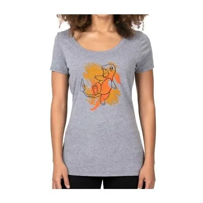 Buy Pokemon Center Charmander Watercolor Heather Gray Fitted Scoop Neck T-Shirt • 18.94£