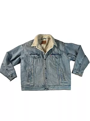 Buy Levi's Premium Sherpa Fleece Men's Denim Jacket Lined  Blue Jean Size Medium • 39.99£
