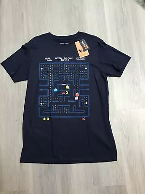 Buy Brand New Pac-Man Pac Man Mens Logo T-Shirt Navy Blue Size Large • 9.99£