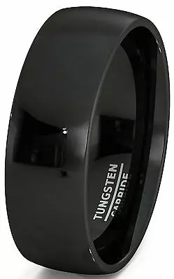 Buy Mens Jewelry Black Tungsten Ring Polished Dome Simple Classic Wedding Band • 150.82£