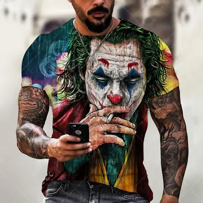 Buy Joker Clown Jester Comic Horror Movie Crime Gangsta Tattoo Tee Men T-shirt • 7.10£