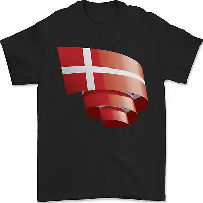 Buy Curled Denmark Flag Danish Day Football Mens T-Shirt 100% Cotton • 10.48£