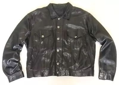 Buy Superb Vintage Black Leather Jacket - L - Western Chore Trucker Biker Style • 75£