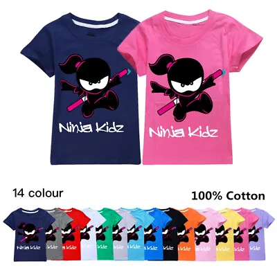 Buy NINJA KIDZ Kids Childrens Cotton Short Sleeve T-Shirt Pullover Summer Tops Gifts • 8.59£