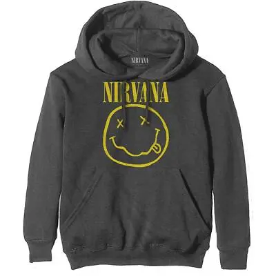 Buy Official Licensed - Nirvana - Yellow Happy Face Hooded Sweatshirt Hoodie Cobain • 35.99£