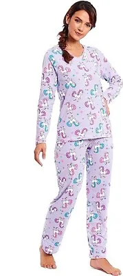 Buy Habigail Ladies Lilac Unicorn Pyjamas • 14.99£