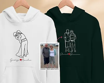 Buy Personalised Printed Hoodie Unisex Adults Picture Outline Sketch Poly-Cotton Top • 19.99£