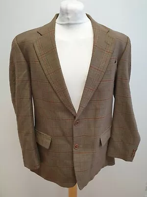 Buy T272 Mens Greenwoods Brown Red Check Collared Suit Blazer Jacket Uk L Eu 52 • 29.99£