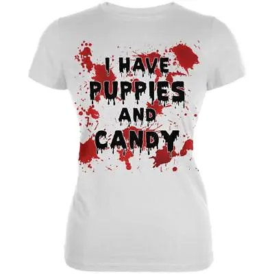 Buy Halloween I Have Puppies And Candy Blood Splatter Juniors Soft T Shirt • 17.95£