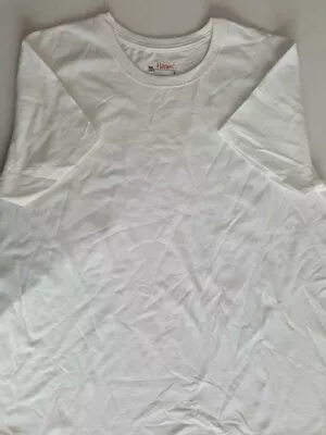 Buy 2x Hanes Men's T-shirt 100% Cotton Size L White Brand New No Tag Free P&P UK • 15.99£