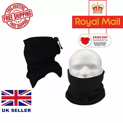 Buy Mens Ladies Black Neck Warmer Thermal Polar Fleece Face Mask Tube Ski Balaclava  • 2.99£