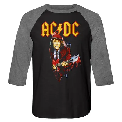 Buy ACDC Guitar Drip Angus Young Men's Raglan T Shirt Official Music Merch • 43.25£