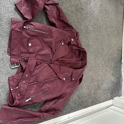 Buy Missguided Plum Berry Faux Leather Jacket Size 10 • 4£