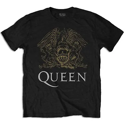 Buy Official Queen T Shirt Classic Crest Black Classic Rock Band Bohemian Unisex NEW • 14.88£