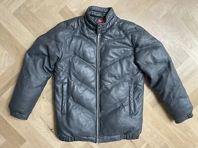 Buy Supreme Grey Leather Down Jacket L Large Varsity North Rocky Face Mountain Box • 200£