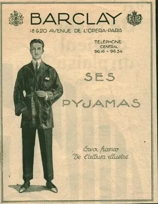 Buy 1921 Barclay Antique Magazine Pajamas Advertisement • 6.69£
