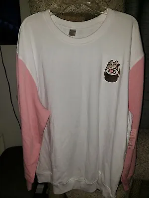 Buy NWT Pusheen Colorblock Crewneck Pullover Sweatshirt Size 3XL White/Pink -CUTE • 39.69£