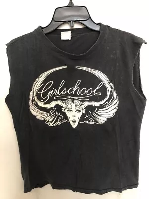 Buy Girlschool 1970's Vintage Black T Shirt Small Very Rare  Rock Punk Metal Band • 278.77£