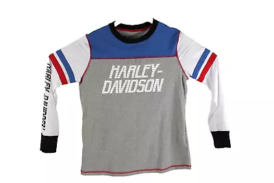 Buy Harley Davidson Women's Size Medium Y2K Red White Blue Evel Knievel Racing Shirt • 51.97£