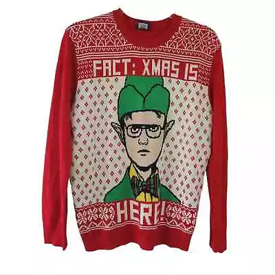 Buy The Office Ugly Christmas Sweater Dwight Elf Medium Women Holiday Top Red Green • 18.99£