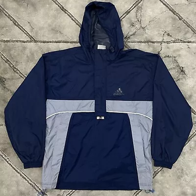 Buy Vintage Adidas Navy Blue Windbreaker Pullover Half Zip Jacket -Mens MED Raincoat • 17.45£