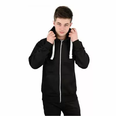 Buy Mens Zip Up Hoodies American Plain Zipper Fleece Sweatshirts Jumper Top UK S-XL • 10.99£