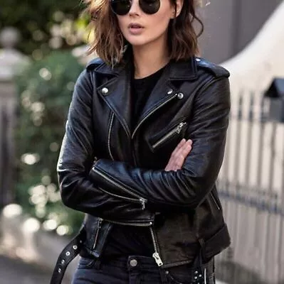 Buy UK Women's Biker Jacket Slim Ladies Faux PU Leather Zip Formal Coat Plus Size • 18.99£