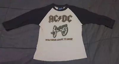 Buy AC/DC Youth 6-8 Rock Shirt Small Raglan Style 3/4 Sleeve We Solute You See Video • 22.50£
