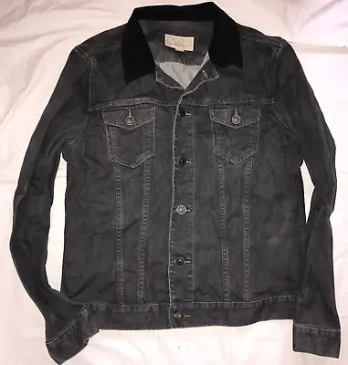 Buy AllSaints Yin Denim Jacket XL Grey Denim Jacket With Black Cord Collar • 45£