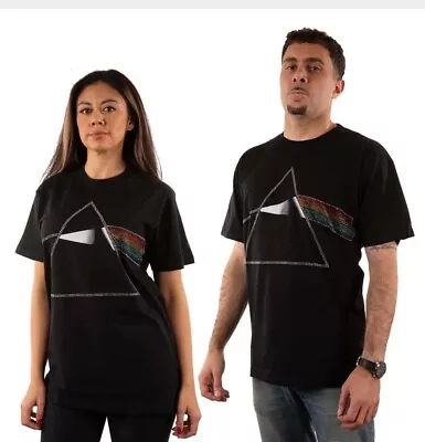 Buy Official DARK SIDE OF THE MOON - PINK FLOYD Diamanté Ss  Black T-shirt Medium • 15£