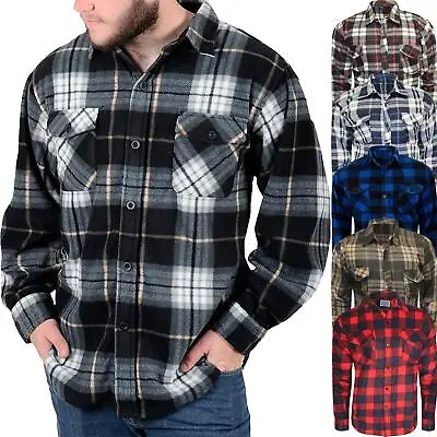 Buy Men Thermal Insulated Brushed Fleece Lumberjack Shirt Check Winter Warm Work • 9.99£