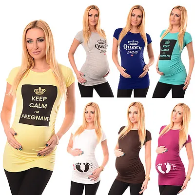 Buy New Ladies Printed Maternity Tops T-Shirts Pregnancy Designs, Colours, Sizes • 7.98£