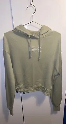 Buy Sage Green Hollister Rushed Seam Cropped Hoodie Size Xs  • 10£