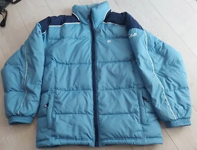 Buy Fila Blue & Navy Long Jacket For Men UK XL • 39.99£