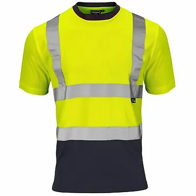 Buy Hi-Vis 2 Tone Workwear Safety Site Short Sleeve Crew Neck T-Shirt • 9.99£