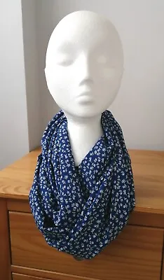 Buy Ladies Double Loop Infinity Scarf  Blue, Lilac And Green Floral Print Design  • 6.99£