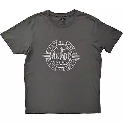 Buy AC/DC - Official   Unisex T- Shirt - Rock Or Bust  -  Charcoal Grey Cotton • 16.99£