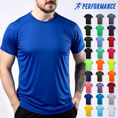 Buy Mens Short Sleeve Gym T-Shirt Performance Top Stretch Wicking Running Sports Tee • 6.99£