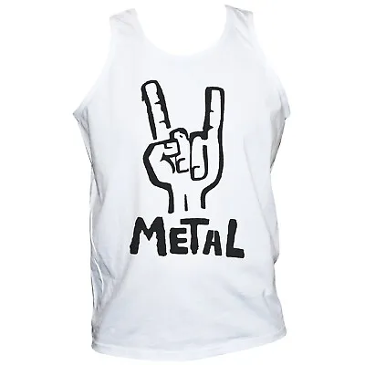 Buy Heavy Metal Sign Of Horns T-shirt Vest Unisex Sleeveless Top S-2XL • 13.85£