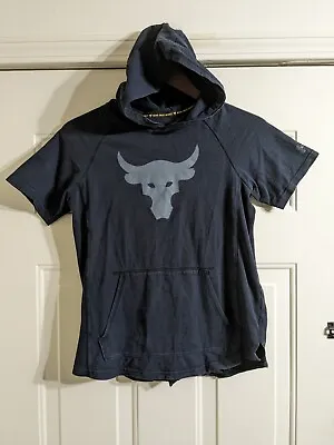 Buy Under Armour UA Project Rock RARE Bull Logo Terry Short Sleeve Hoodie Youth XL.  • 15.04£