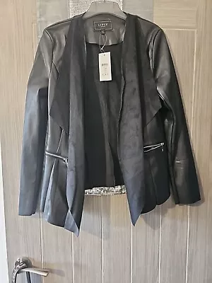 Buy Ladies Lipsy Black Faux Leather Waterfall Jacket Size 10. Bnwt • 10.99£