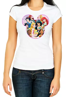 Buy Mickey Mouse Silhouette Disney Princess Character Short Sleeve Woman Tee K1061 • 9.69£