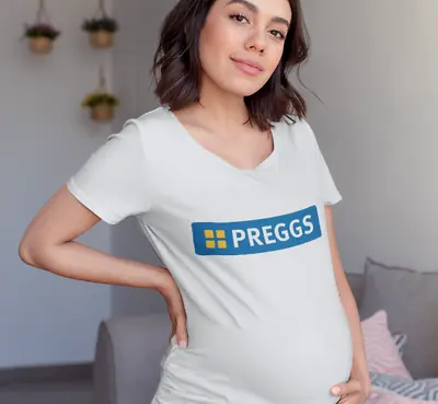 Buy Preggs T-Shirt Top Tee - Funny Pun Bun Oven Sausage Roll Pregnant • 3.99£