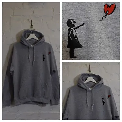 Buy Actual Fact  W  Balloon X Banksy Street Art Grey Hooded Sweatshirt Hoodie • 35£