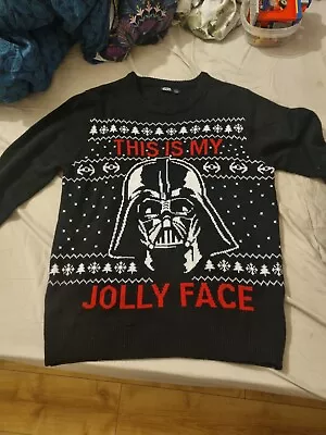 Buy Star Wars Darth Vader Black This Is My Jolly Face. Party, Christmas Jumper Large • 14.99£