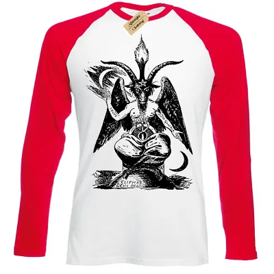 Buy Baphomet Mens Baseball Long Sleeve T-Shirt Gothic Punk Rock Satanic Goth • 13.95£